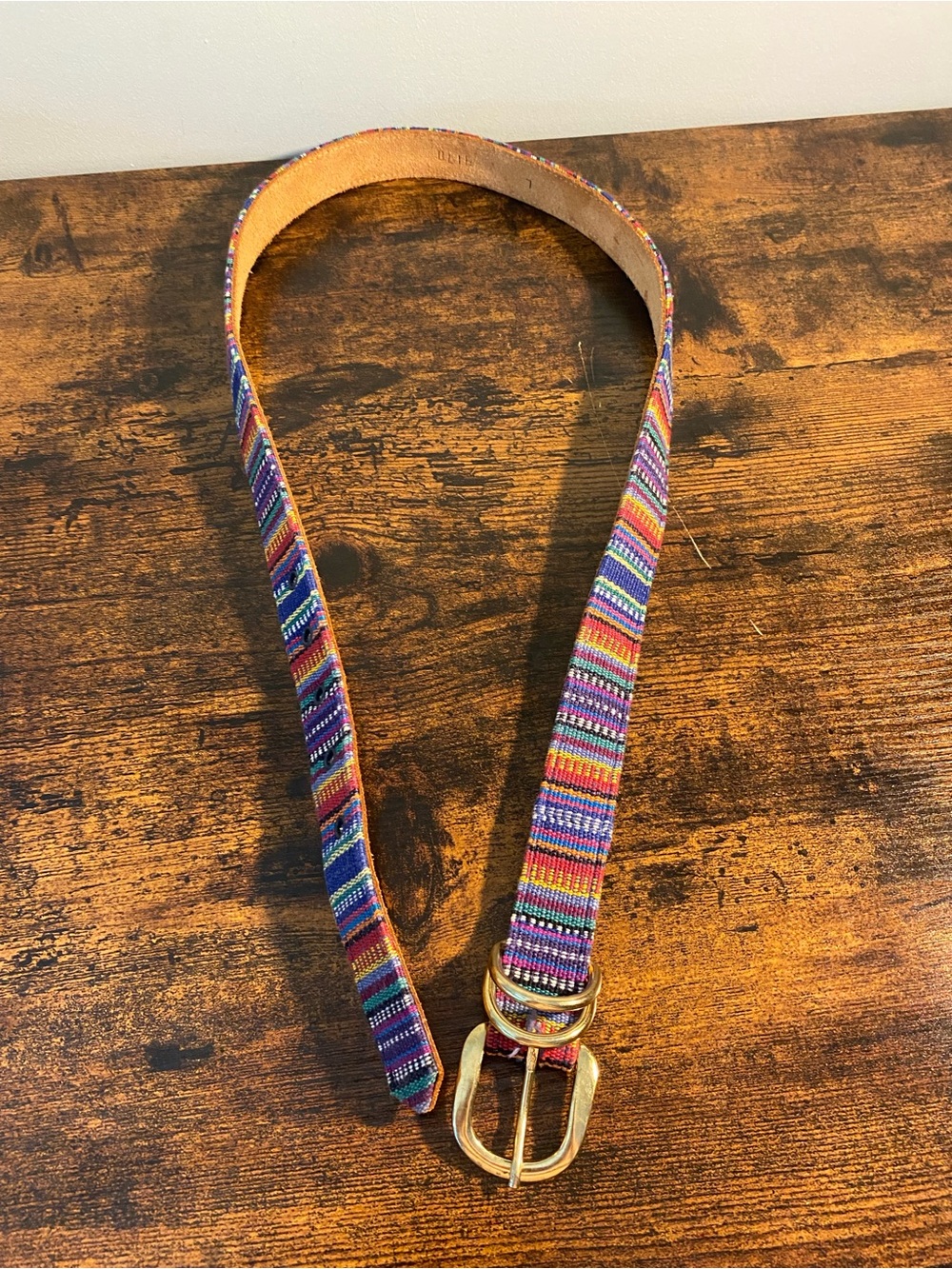 Women’s Multicolor Woven Belt with Gold Buckle